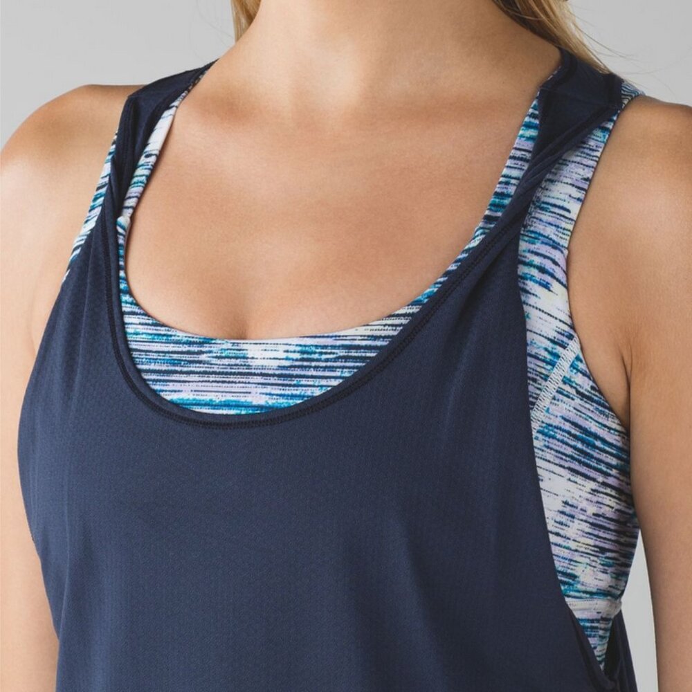 EUC Lululemon Ready & Go Tank Inkwell Blurry Belle Multi Women's 6 built in bra - Picture 3 of 10